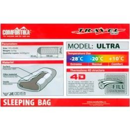 Спальник COMFORTIKA Travel Ultra 195x45x90 с подг.(-28С/+10С)